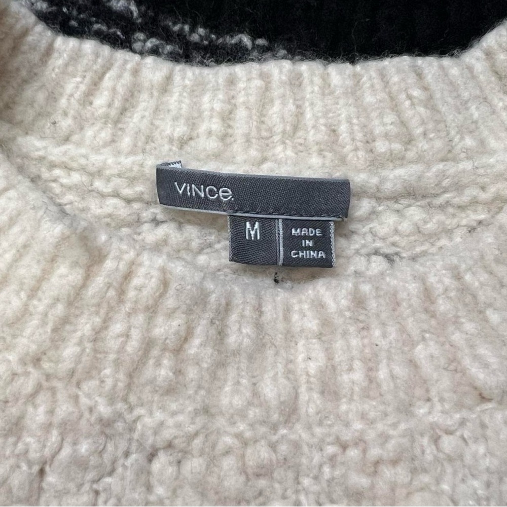 VINCE Womens Textured Stripe Cream Wool Blend knit‎ Pullover Sweater Sz Medium - Picture 4 of 6